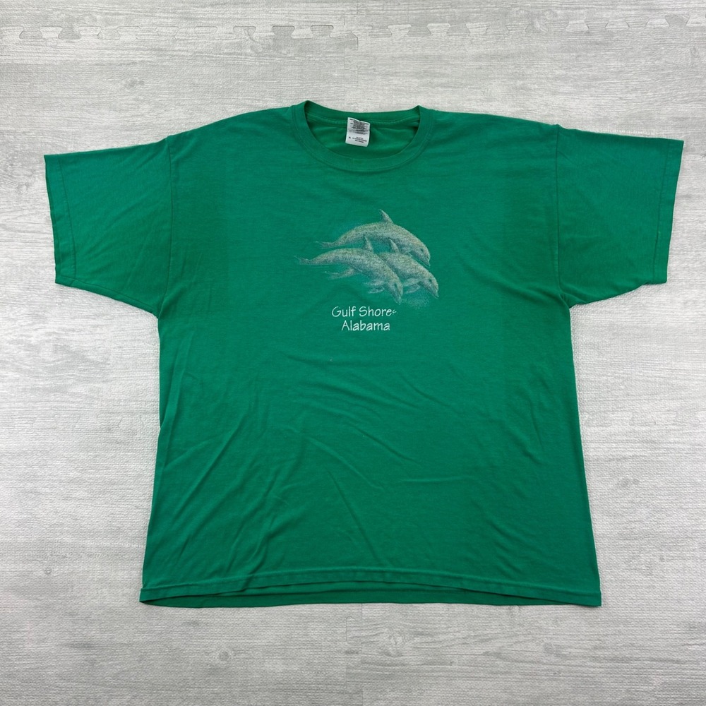 Vintage Gulf Shores Alabama Shirt Size XL Green Dolphin Animal Ocean